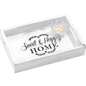 White Wooden Tray “Sweet and Happy Home”